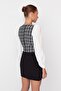 Black Crop Fitted Tweed Woven Blouse TWOAW23BZ00521 - 5