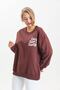 Crew Neck Sweatshirt with Back Print Detail - 4