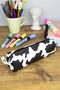 Pencil Case Cow Square Design Vegan Leather (Pencil Holder and Makeup Bag)