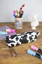 Pencil Case Cow Square Design Vegan Leather (Pencil Holder and Makeup Bag) - 2