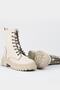 Women's Beige Genuine Leather Lace-up Boots & Booties - 5