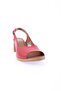 Red Genuine Leather Thick Heeled Women's Sandals - 231153219 - 2