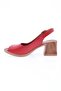 Red Genuine Leather Thick Heeled Women's Sandals - 231153219 - 3