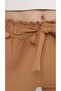 Women's Seasonal Elastic Waist Atlas Fabric Carrot Cut Brown Trousers - 3