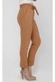 Women's Seasonal Elastic Waist Atlas Fabric Carrot Cut Brown Trousers - 5