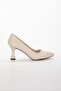 Women's 7 cm Heeled Beige Bag Combination Stiletto Set - 5