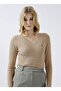 V-Neck Plain Tan Women's Sweater Tk03-bsk22 - 3