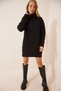 Women's Black Turtleneck Mini Knitwear Dress ER00038