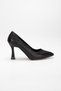 Women's Stiletto Thin High Heels Black Skin Shoes - 2