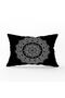 Black Rectangular Pillow Case with White Mandala Pattern