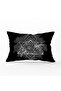 White Patterned Black Rectangular Pillow Case