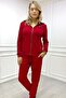 Hooded Crystal Stone Red Plus Size Women's Two Thread Cotton Tracksuit Set - 2
