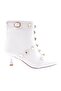 Women's Trock Thin Heeled Boots White Wrinkled 2153162821