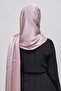 Janjan Shiny Satin Textured Hijab Evening Dress Chiffon Shawl-Light Powder - 4
