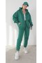 Hooded Full Zipper Solid Color 100% Cotton Oversize Winter Sports Women's Tracksuit Set - 2