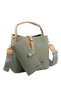 Women's Wallet and Shoulder Bag Combination with Lock Detail in Green - 3