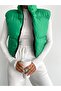 Women's Green Black Double Sided Drawstrable Short Puffer Vest