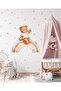 Cute Teddy Bear Rainbow And Stars Watercolor Kids Room Wall Sticker - 2