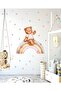 Cute Teddy Bear Rainbow And Stars Watercolor Kids Room Wall Sticker - 5