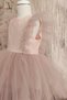 Girl's Tulle Detailed Powder Pink Tutu Dress Bandana Set Birthday Dress - 2