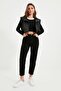 Women's Black Elastic Waist Mom Jeans