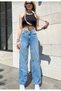 Medium Blue Ricra Loose High Waist Loose Leg Denim Jeans