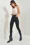 Women's Black Wide Waist Ribbed Leggings 40061022 - 5