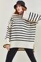 Women's Black Striped Oversize Knitwear Sweater 40061026 - 5