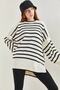 Women's Black Striped Oversize Knitwear Sweater 40061026 - 7