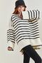 Women's Black Striped Oversize Knitwear Sweater 40061026 - 8