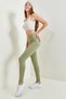 Women's Mint Green Wide Waist Ribbed Leggings 40061022 - 4