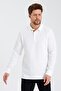 Men's Basic Polo Neck Long Loose Winter White Sweatshirt