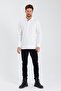 Men's Basic Polo Neck Long Loose Winter White Sweatshirt - 2