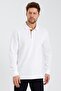 Men's Basic Polo Neck Long Loose Winter White Sweatshirt - 5