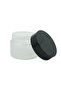 Transparent Frosted Glass Cream Jar with Black Lid-30 Cc