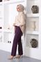 206 Flared Leg Fabric Trousers Purple - 5