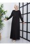 New Season Pocket Detailed Stylish Atlas Fabric Plain Cut Winter Ferace - 5