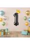 1 One Black Foil And King Crown Party Celebration Set - 3