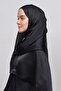 Janjan Shiny Satin Textured Hijab Evening Dress Chiffon Shawl-black - 2