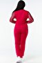 Large Size Two Thread Cotton Zippered Women's Tracksuit Set with Crystal Stones on the Sleeves - 3