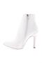 Pointed Toe Thin Heeled Women's Boots White Satin Snake 26233322121452322 - 3