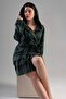 Women's Short Green Fleece Dressing Gown201024-0357