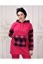 Women's Sleeve Plaid Hooded Tracksuit Set - 2