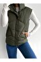 Women's Medium Length Stand Collar Sleeveless Puffer Vest - 3