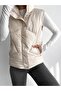 Women's Medium Length Stand Collar Sleeveless Puffer Vest - 3