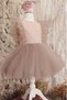 Girl's Tulle Detailed Powder Pink Tutu Dress Bandana Set Birthday Dress