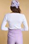 Women's White Long Sleeve Knitwear Blouse - 5