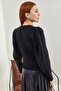 Women's Black Square Collar Button Patterned Knitwear Sweater 40061034 - 6