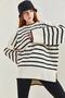 Women's Black Striped Oversize Knitwear Sweater 40061026 - 6