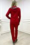 Hooded Crystal Stone Red Plus Size Women's Two Thread Cotton Tracksuit Set - 3